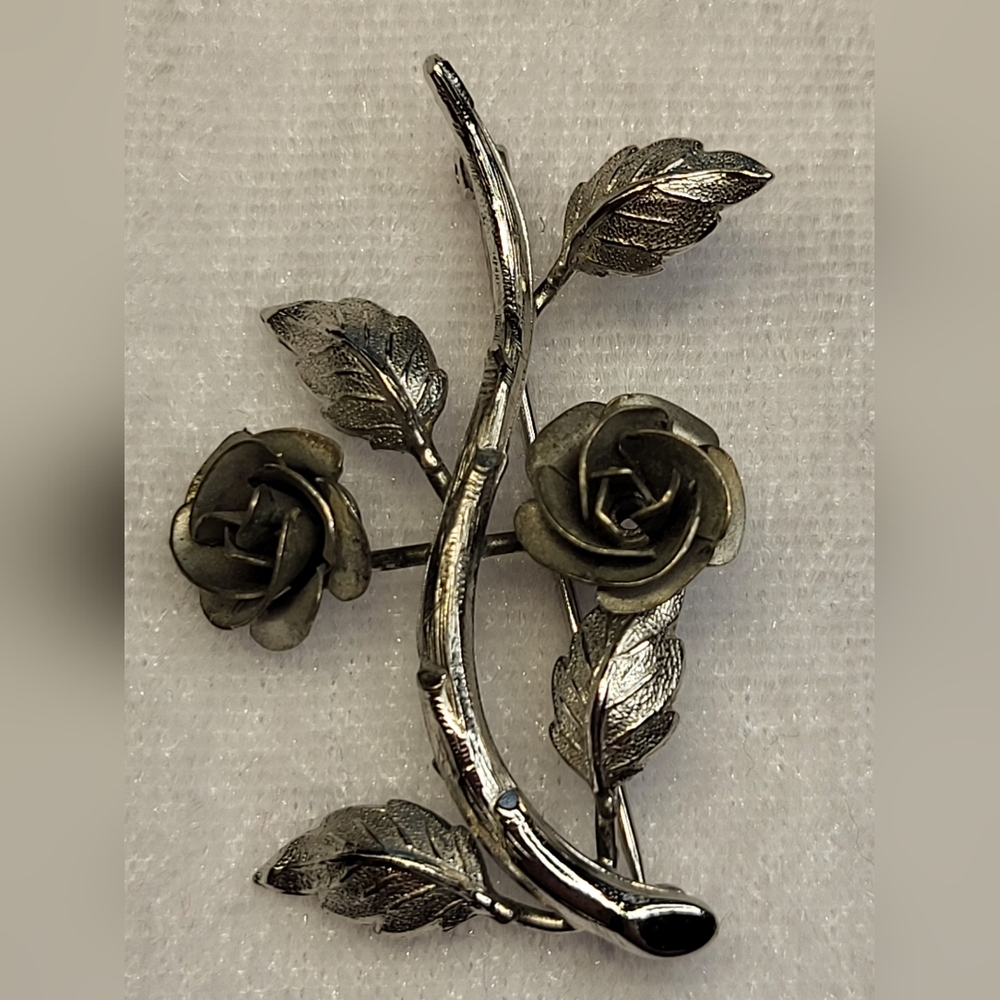 Vintage Bond Boyd Sterling Silver Roses Brooch / Pin